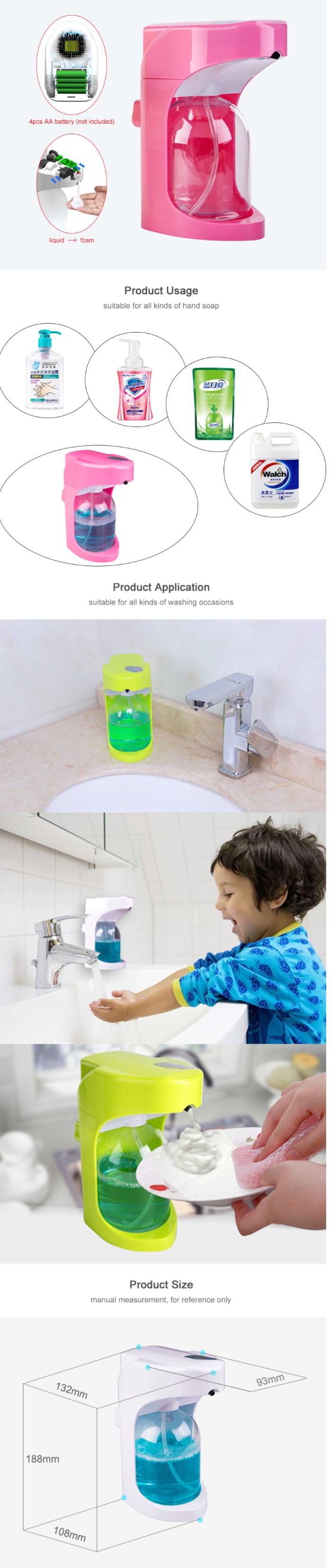 SD-500 Soap Dispenser, AutoFoam Soap Dispenser, 500ml Soap Dispenser, Liquid Soap Dispenser, Automatical Soap Dispenser,