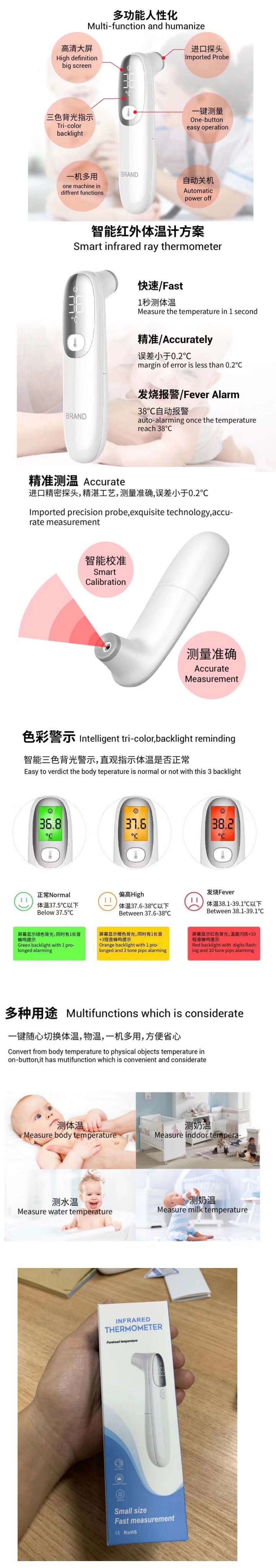 Medical Thermometere, C-COV2019 Medical IR thermometer, C-COV2019 Thermometer, CE Certification Thermometer, FDA Certification Thermometer, Small Size Forehead Thermometer, Fast Measurement Infrared Thermometer,