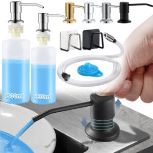 Kitchen Sink Soap Dispenser Built-in Design 300ML Liquid Soap Bottle with Stainless Steel Head Hand Press Dispenser Bottle