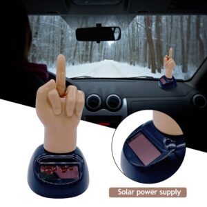 Solar Powered Mid Finger Shaking Toy Car Dashboard Dancing Figure Toy Brown Creative Car Bobbleheads Decorative Ornament