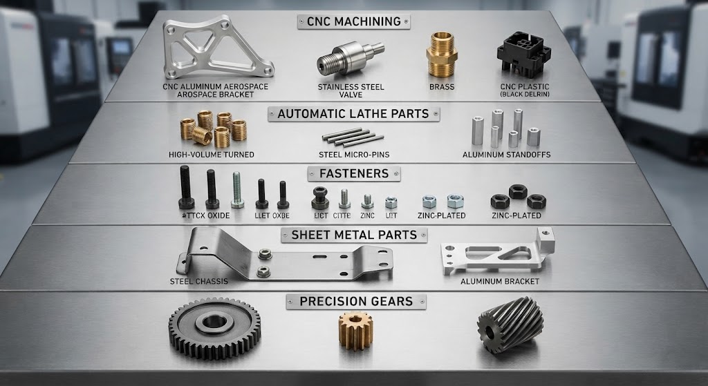 Custom CNC machining parts, aluminum components, stainless steel, fasteners, sheet metal parts, and precision gears manufactured by BA8Tech.